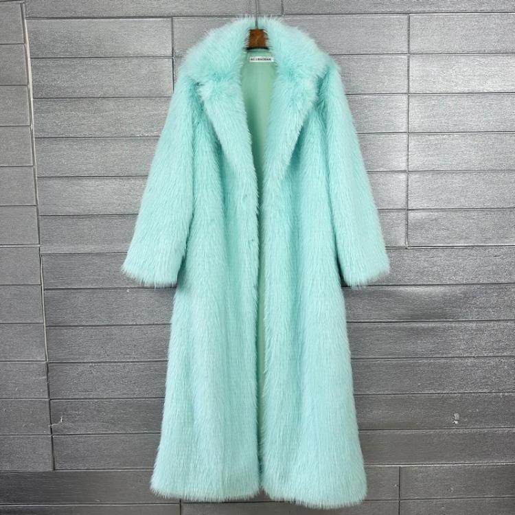 Winter Women Casual Faux Fur Coat Long Jacket Trendy Cardigan Solid Color High End Fashion