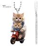 Мотоцикл Кот Акриловые подвесные украшения для дома, комнатная рождественская елка, зеркало заднего вида автомобиля, 2D, плоский ездовой котенок, подвесное украшение, мультяшное животное, подвеска