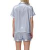 2 шт./комплект женский рубашка шорты костюм плюс размер лацкан короткий рукав атласный полосатый контрастный цвет топ эластичный пояс короткие брюки одежда для отдыха наряд