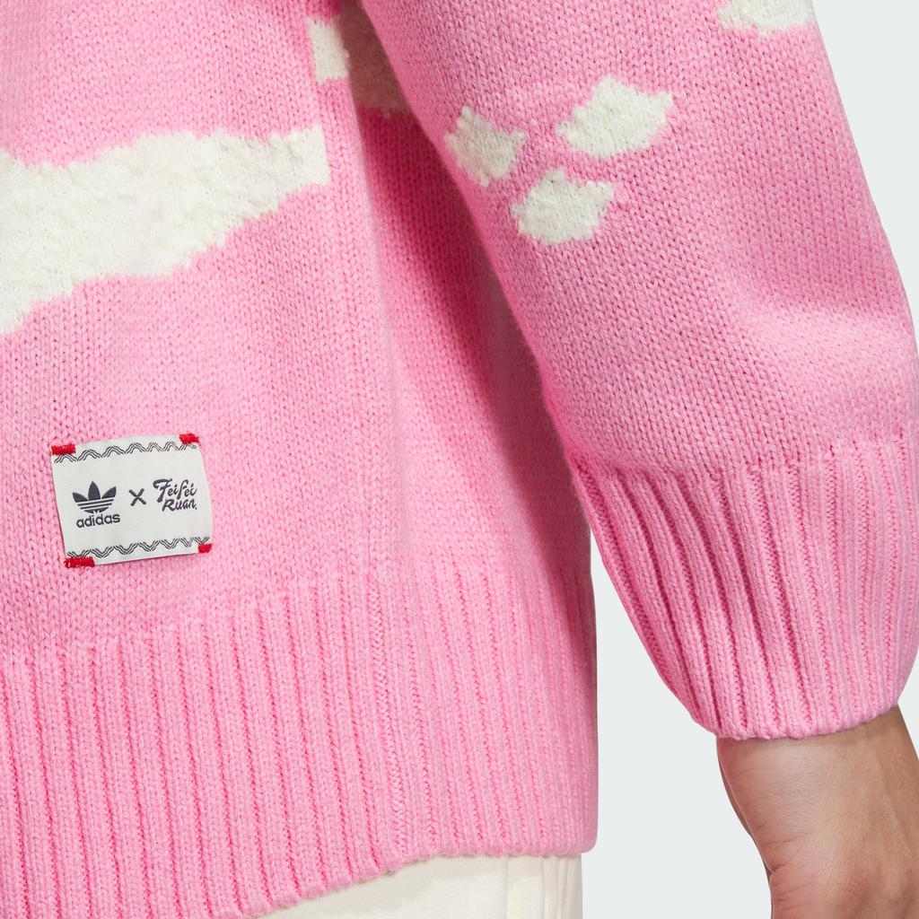 adidas Originals Feifei Ruan Collaboration Fw23 Свитер с графическим рисунком на груди и логотипом, топы унисекс, розовый JE9188