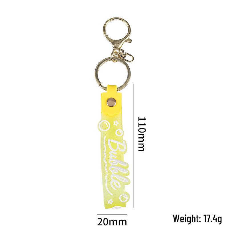 Glitter Letter Leather Keychain with Floating Cartoon Charm