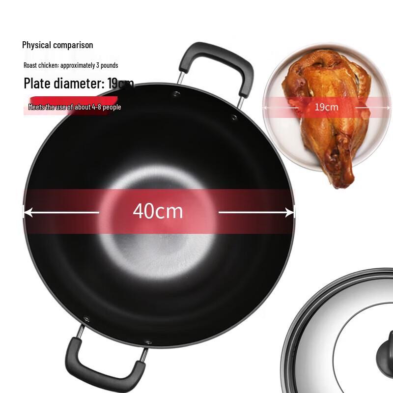COOKER KING 40cm Cast Iron Double-Handle Wok
