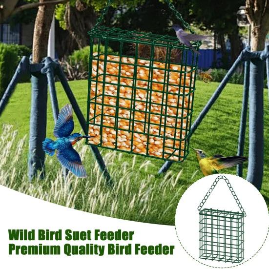 Suet Cage Bird Feeder Outdoor Garden Iron Cages Outside Hanging Suet Feeder