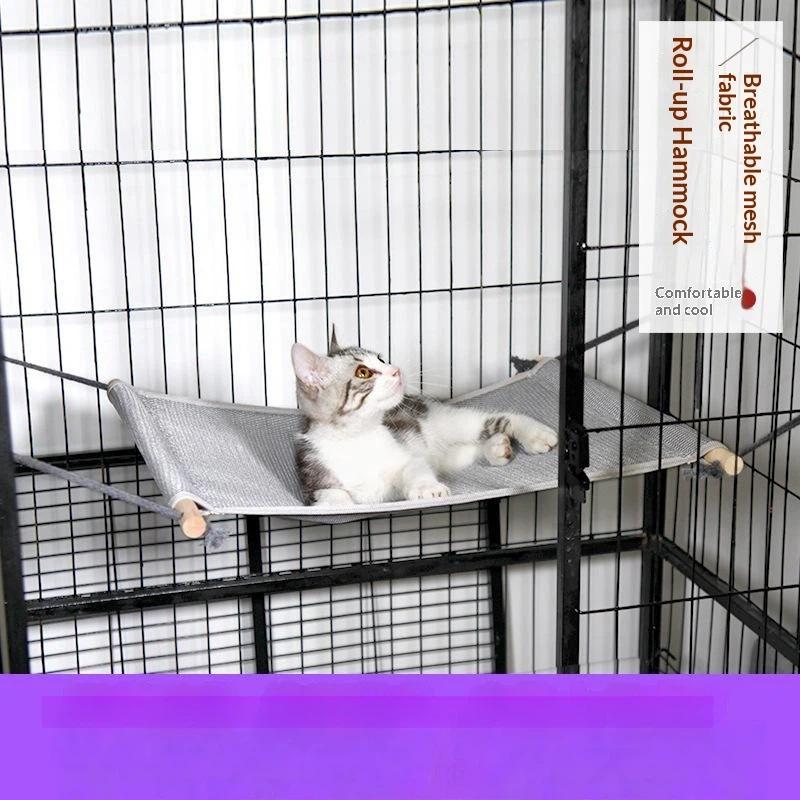 Cat Hammock Bed Breathable Mesh Hanging Pet Bed Removable Washable Design For Cat Cage Rest Summer Use
