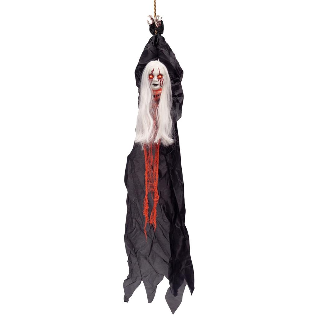 Halloween Decor Hanging Witch Skeleton , Scary Flying For Outdoor Halloween Decorations, Grim Reapers With Glowing Eyes For Haunted House Decor, Pati