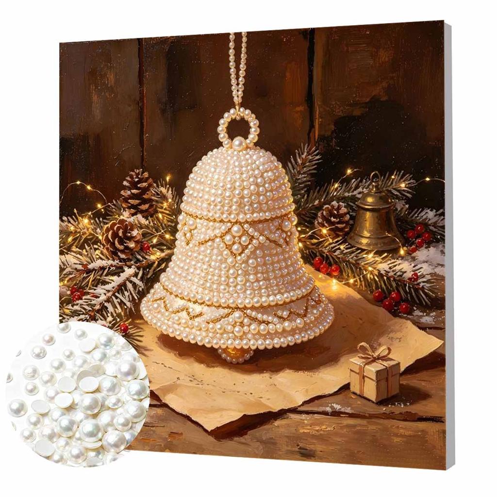 Набор для DIY-живописи жемчугом в мини-рамке, бусины, рождественский колокольчик, холст, декор для дома, картина