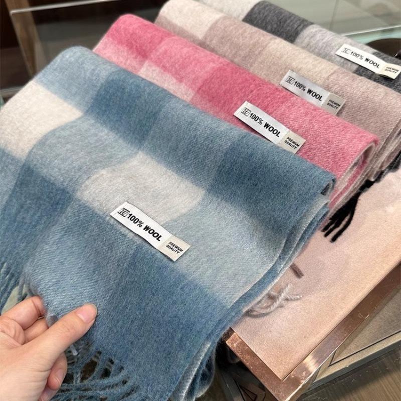 Winter Atmosphere Plaid 100 Wool Scarf Women's Winter Versatile Couple Warm Shawl Dual-purpose