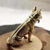 62KD Brass Metal Lucky Fortune Dog Statue Small Ornament Vintage Little Puppy Chinese Desktop Tea Pet Sitting Wolf Animal Gifts