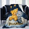 1PC Custom Name "Teddy Bears Cloud Night Sky" blanket versatile,all-season throw suitable for the living room,bedroom,camping,travel,and gift