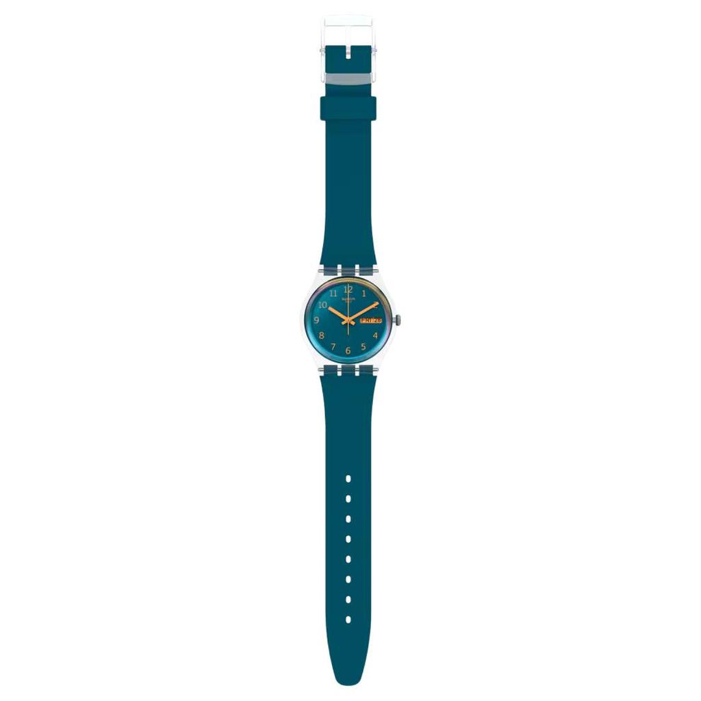 Swatch Серия Essentials Кварцевый механизм Водонепроницаемость 30 м Часы 34 мм Синий циферблат Корпус из био-основы Ремешок из био-основы SO28K700