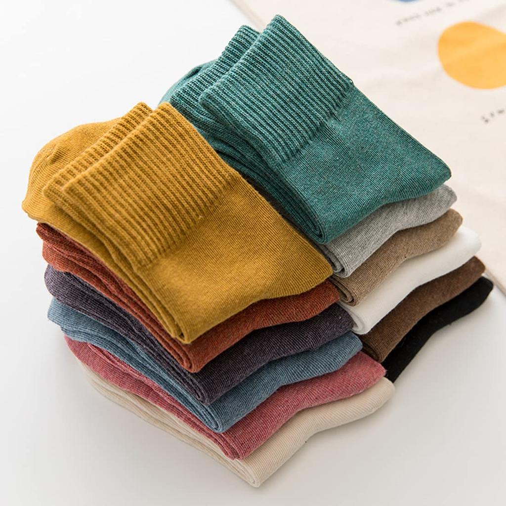 Зимние цветные 10 пар хлопковых носков Crew средней теплоты для дома [Yazon] женские носки, осень/зима, комплект, милые, стильные, носки, свободные, толстые, носки, женские,