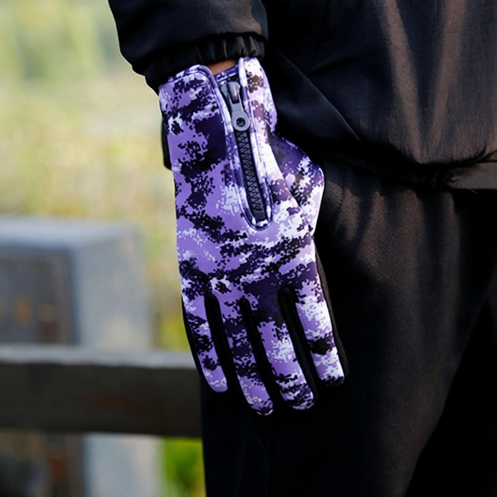 Zipper Winter Running Gloves for Men Women Thermal Hand Warmers Gloves Skiing Hiking Motocycling Cycling