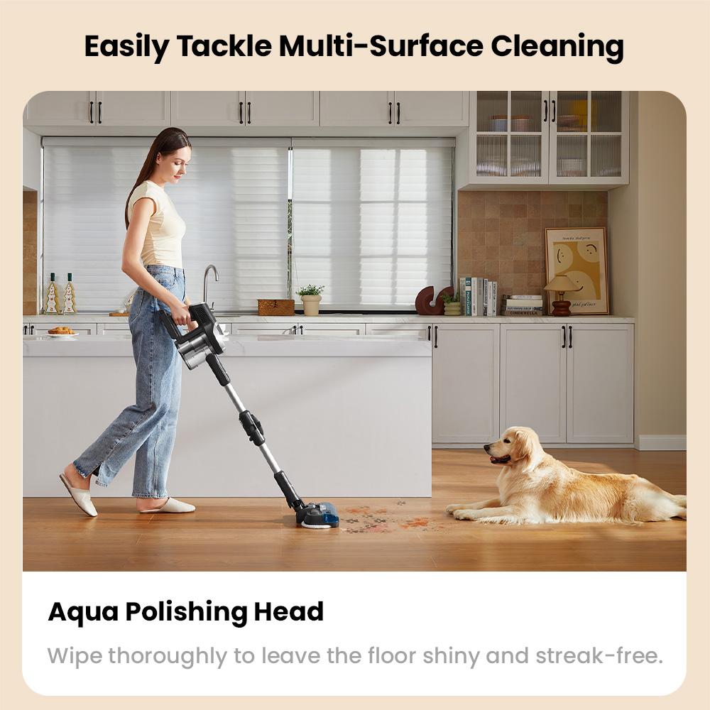 Беспроводной пылесос JIMMY JV9 Pro Aqua - Мощность всасывания 160 Вт, Время работы 45 мин, HEPA-фильтр, Влажная уборка, 4 режима, Светодиодный дисплей