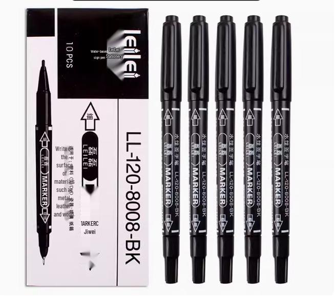 **Двусторонний детский маркер для рисования - Черный/Красный/Синий, Тонкий кончик, На водной основе**