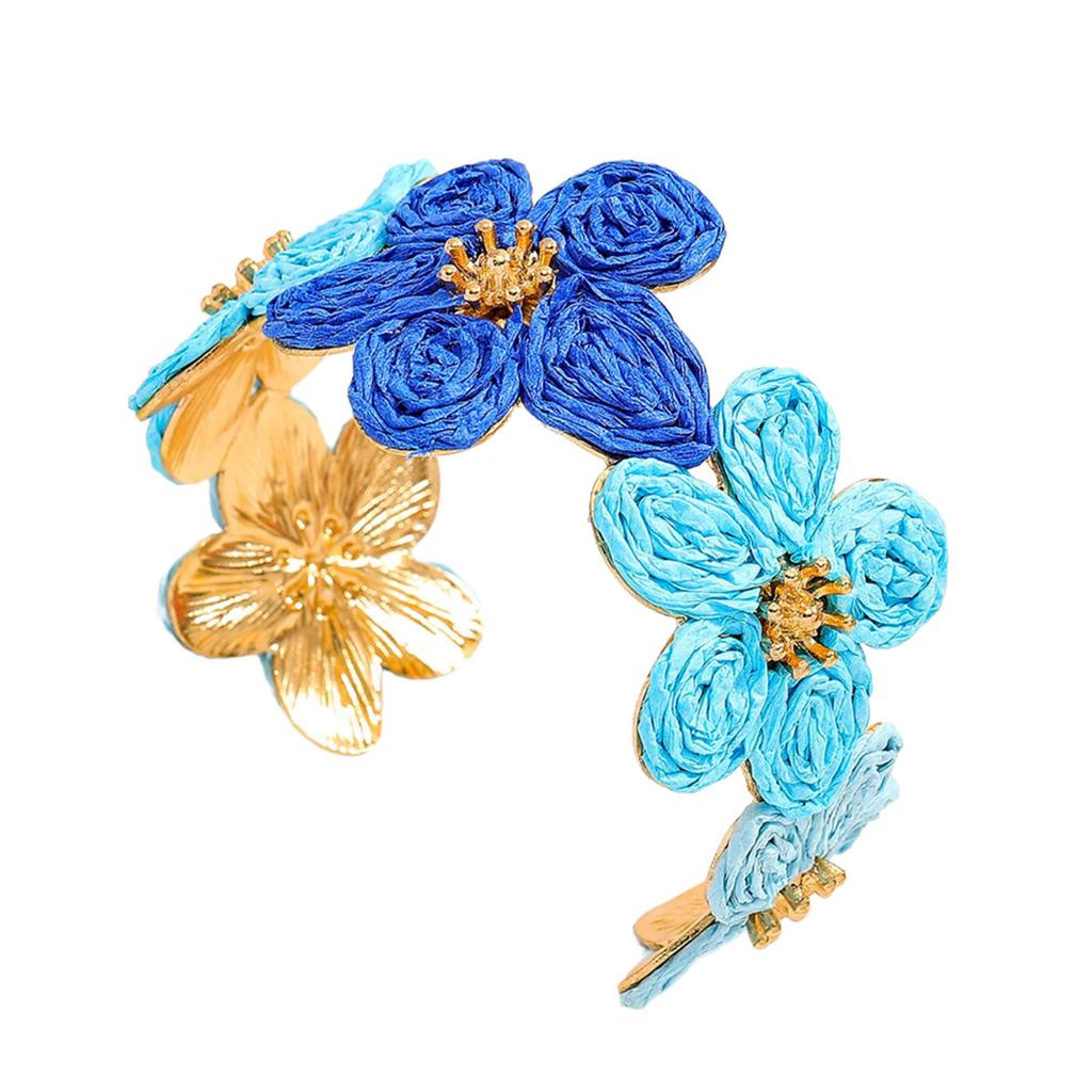 Браслет ручной работы из рафии и сплава с цветочным узором, легкий, в богемном стиле, элегантный аксессуар для запястья на каждый день