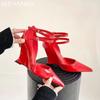 Fashion Women Wedges Pointed Toe Shoes Shallow Sandals Sexy Woman 2024 Trend Autumn New Party Elegant Red Shoes Luxury Mujer Zapatos