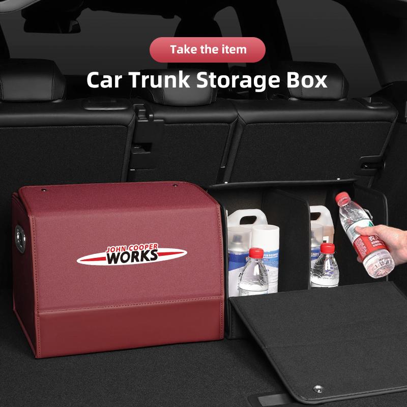 Car Mounted Large Capacity Foldable Suede Nappa Leather Trunk Storage Box For BMW Mini Works Cooper F54 F55 F56 F57 F60 R50 R52