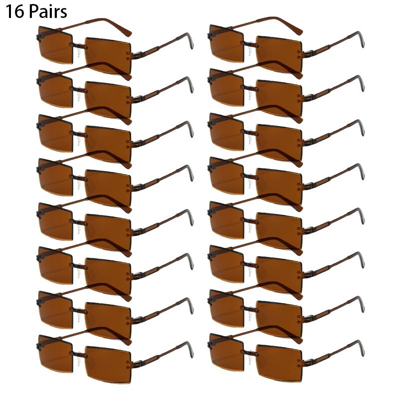 16/20 пар Прямоугольные Солнцезащитные очки Мужские Модные Безободковые Градиентные Многоцветные Пляжные Оттеночные очки Женские Новые Модные Рейв Солнцезащитные очки