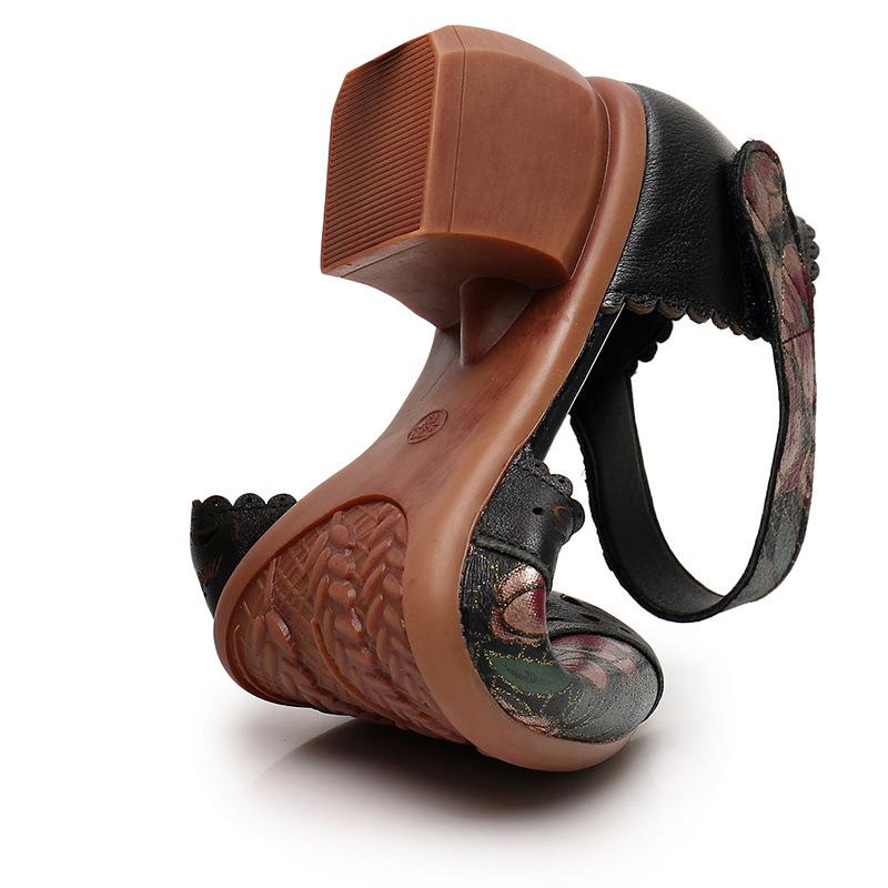 Модная GKTINOO 2025 Летняя Женская Обувь из Натуральной Кожи Женские Ретро Босоножки с Перфорацией Женские Каблуки на Липучке Женские Босоножки на Платформе