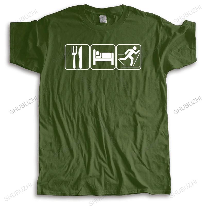 Cotton Tshirt Men Crew Neck Tops New fashion tshirt Eat Sleep Ski brand top tees unisex teeshirt streetwear tshirt for boys