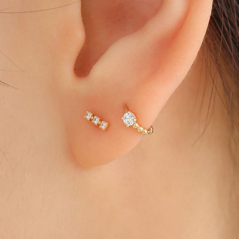 LUNNE 14k Мини-шарик Кубик Серьги-гвоздики (14-каратное золото) #ER09