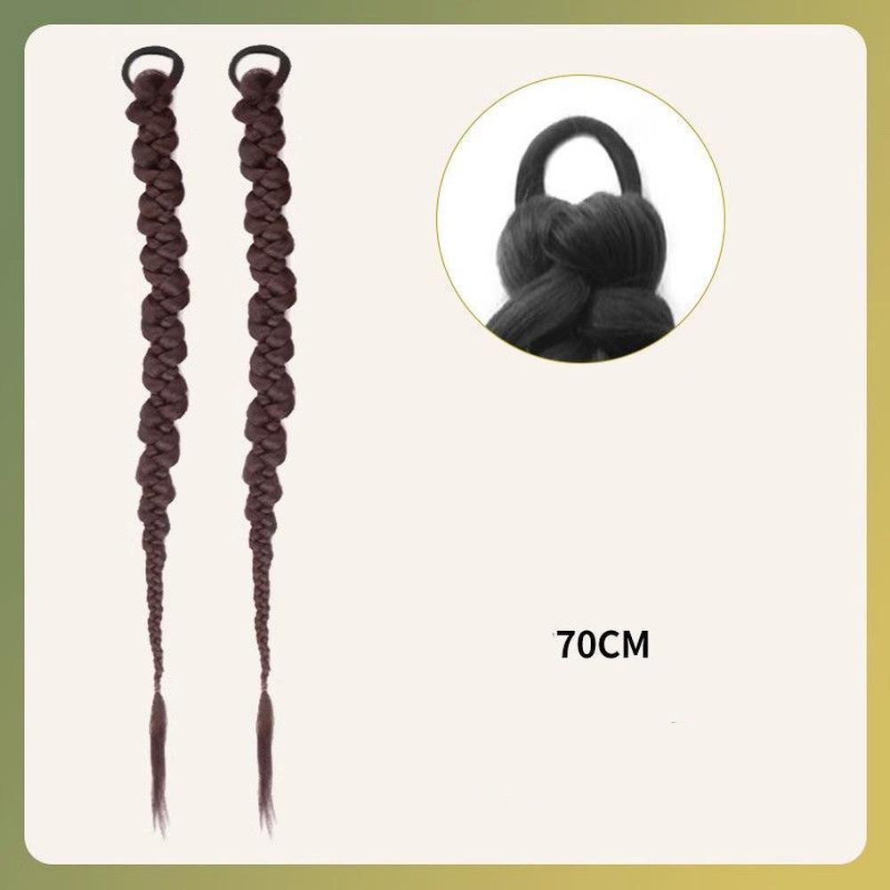 70см Парик-хвост в китайском стиле из синтетических плетеных волос для женщин, длинный, двойной скрученный, боксерские косы, наращивание волос