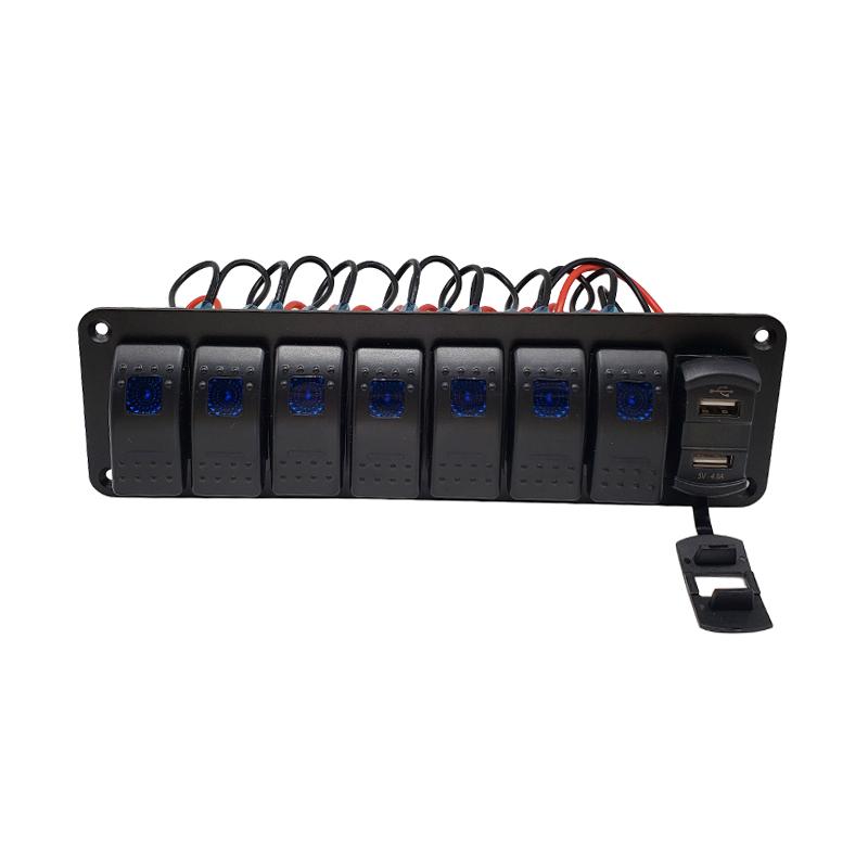 Marine Boat Rocker Switch Panel 8 Gang LED Rocker Switch Panel Kit 12V/24V Circuit Breaker Dual USB Slots light Battery Switches5