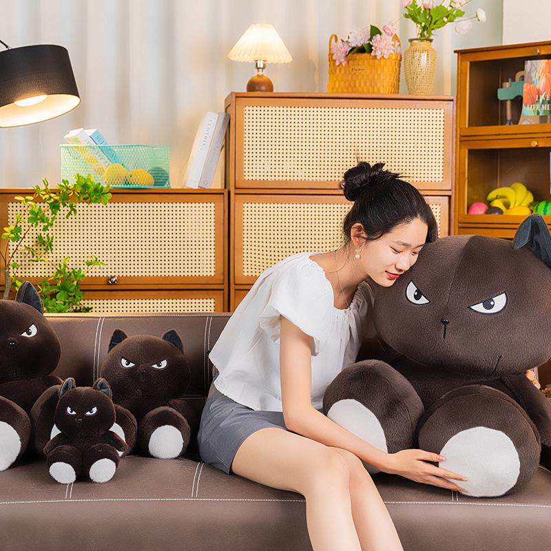 Новая милая мультяшная кукла-кошка, крутая плюшевая игрушка-кошка, черная кукла-кошка, подушка, детский подарок на день рождения