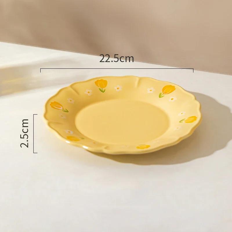 Ретро Цветочная Керамическая Тарелка Модная Креативная Вкусная Суповая Чаша Домашняя Послеобеденная Чашка Десерт Фруктовые Тарелки Изысканная Рыбная Тарелка