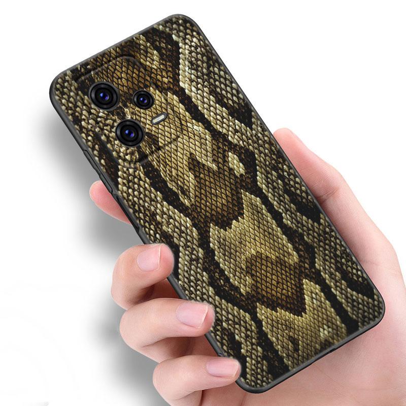 Fashion Snake Skin Black Silicone Phone Case For Xiaomi Redmi Note 10 11 11S 12 13 4G 8 9 11T Pro 5G Plus 8T 9S 10S 12S