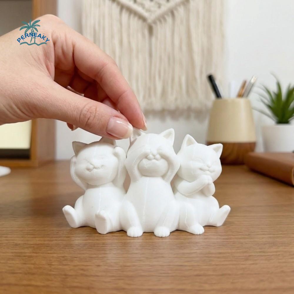 Забавные Мультяшные Настольные Украшения Кошки 3D Печатные Креативные Статуэтки Трех Кошек Забавные Декоративные Статуэтки Животных Для Настольного Использования