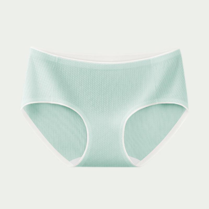 Women Mid Waist Seamless Breathable Solid Color Cotton Briefs Underwear