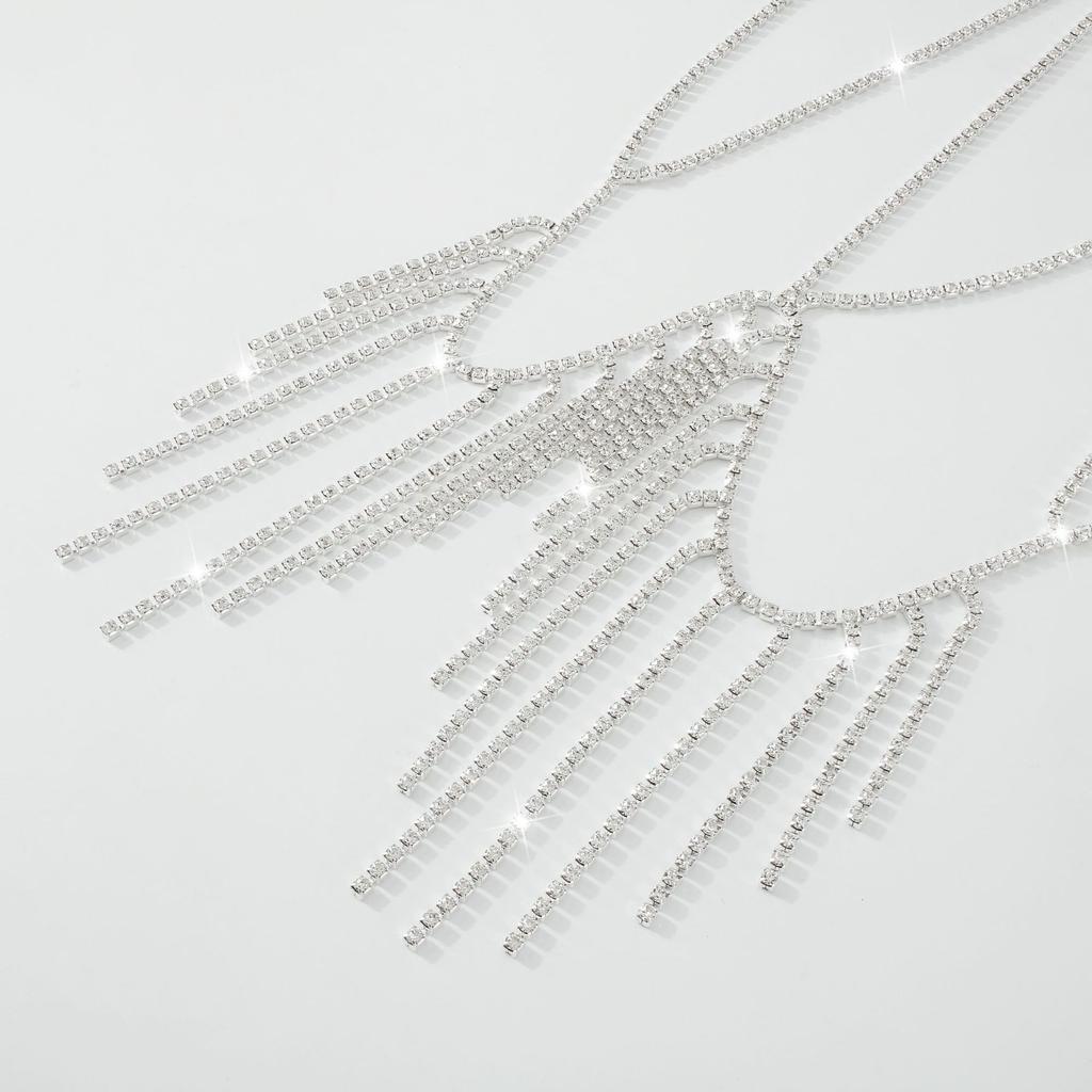 Exaggerated Beach Bikini Sexy Body Chain Fashionable Metal Tassel Diamond Temperament Chest Chain