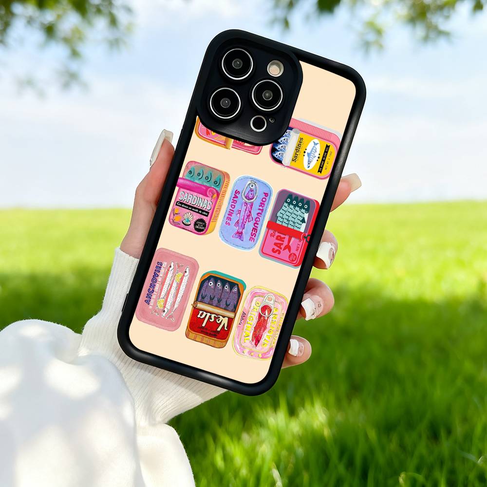 Чехол для телефона с сардинами для iPhone 13 Чехол для iPhone 11 15 17 12 14 16 Pro Max 16e Ударопрочный силиконовый чехол Мягкий