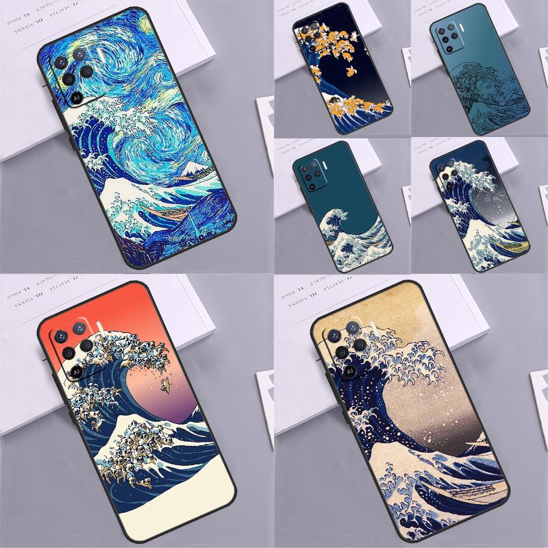 Чехол для телефона «Великая волна» для Oppo A78 A98 A80 A40 A60 A18 A38 A58 A15 A17 A77 A74 A94 A54 A57S A16 A76 A96