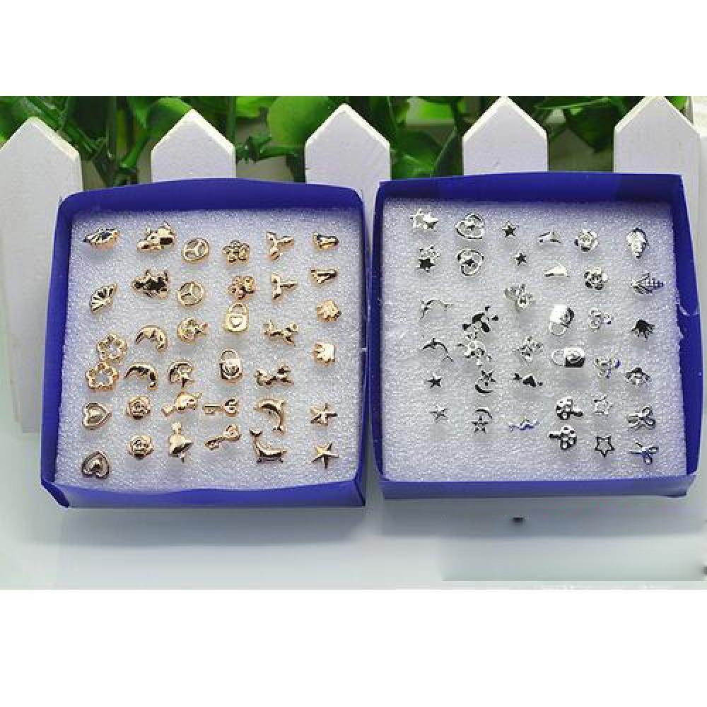 18 Pairs Novelty Lady Women Plastic box Ear Studs Earrings Gold/Silver Plated