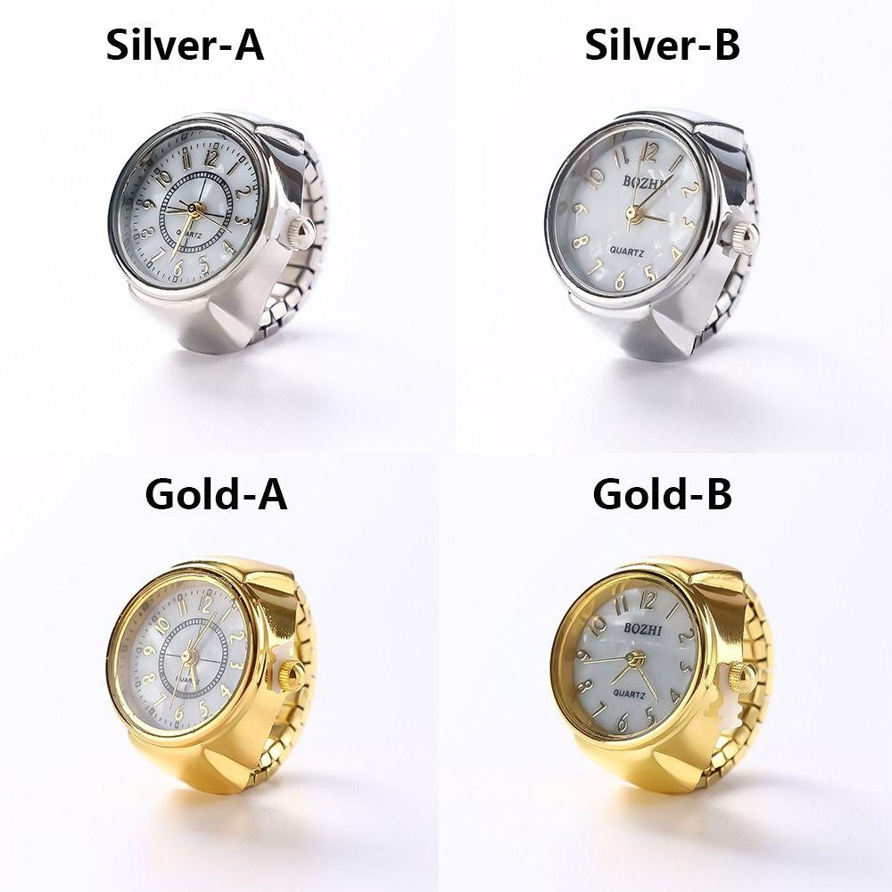 Women Men Fashion Gift Digital Watch Elastic Stretchy Rings Ring Watch Round Quartz Finger Rings