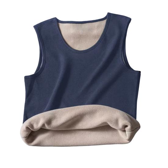 Men Vest V-Neck Sleeveless Slim Fit Pullover Tops Solid Color Casual Base Shirt Thickened Velvet Lining Camisole