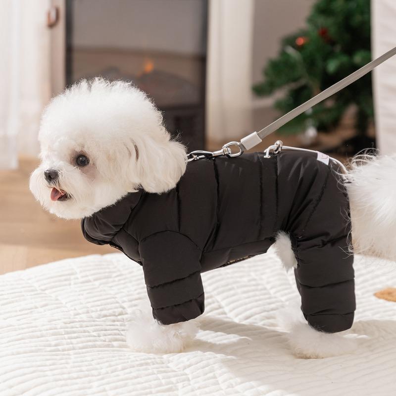 Dog Four-Legged Down Jacket Winter Pet Thickened Cotton Coat Simple Fabric Label Bichon Clothes Teddy Jumpsuits Outerwear