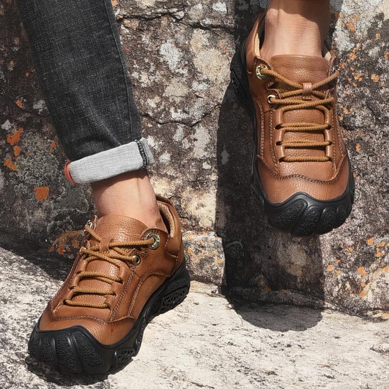 Мужская обувь из натуральной кожи Кроссовки для походов Мужские кроссовки для треккинга Плоские туфли Удобная обувь для горных видов спорта на открытом воздухе Мужская обувь