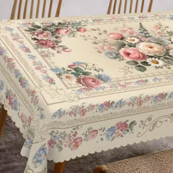 Мексиканская Цветочная Скатерть Прямоугольная Скатерть с Узором в Стиле Народного Искусства с Зубчатым Краем Цветная Цветочная Покрышка для Обеденного Стола Декор для Вечеринки