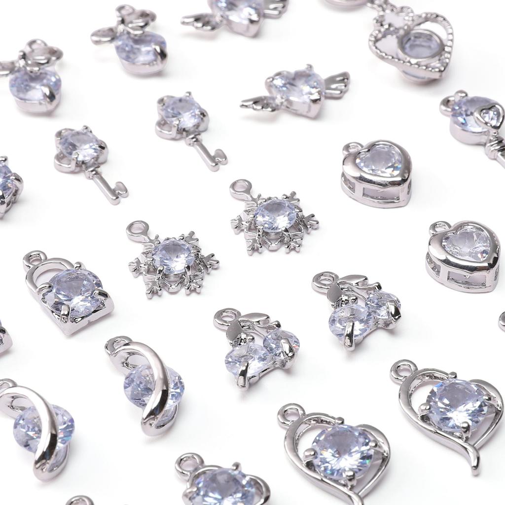 Набор блестящих металлических подвесок для изготовления украшений своими руками с дизайном сердца, ключа и цветка