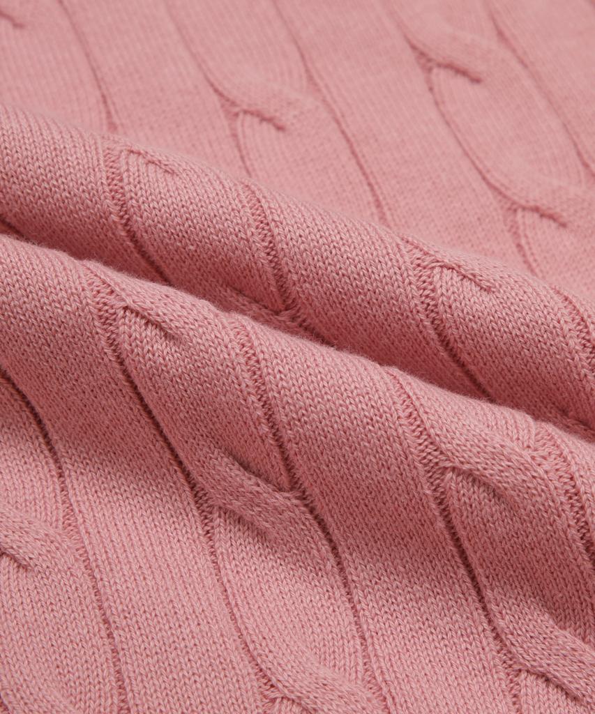 BROOKS BROTHERS Cotton Cable Crew Neck Short Sleeve Sweater (Pink) (Bbwrmog203)