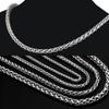 Men Silver Color Cool Choker Metal Collar Stainless Steel Necklace Braided Wheat Chain Heavy Link