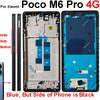 Пластиковая рамка дисплея для Xiaomi Poco M6 M6 Pro 4G 5G, средняя рамка, держатель, крышка с кнопками громкости, запасные части для ремонта