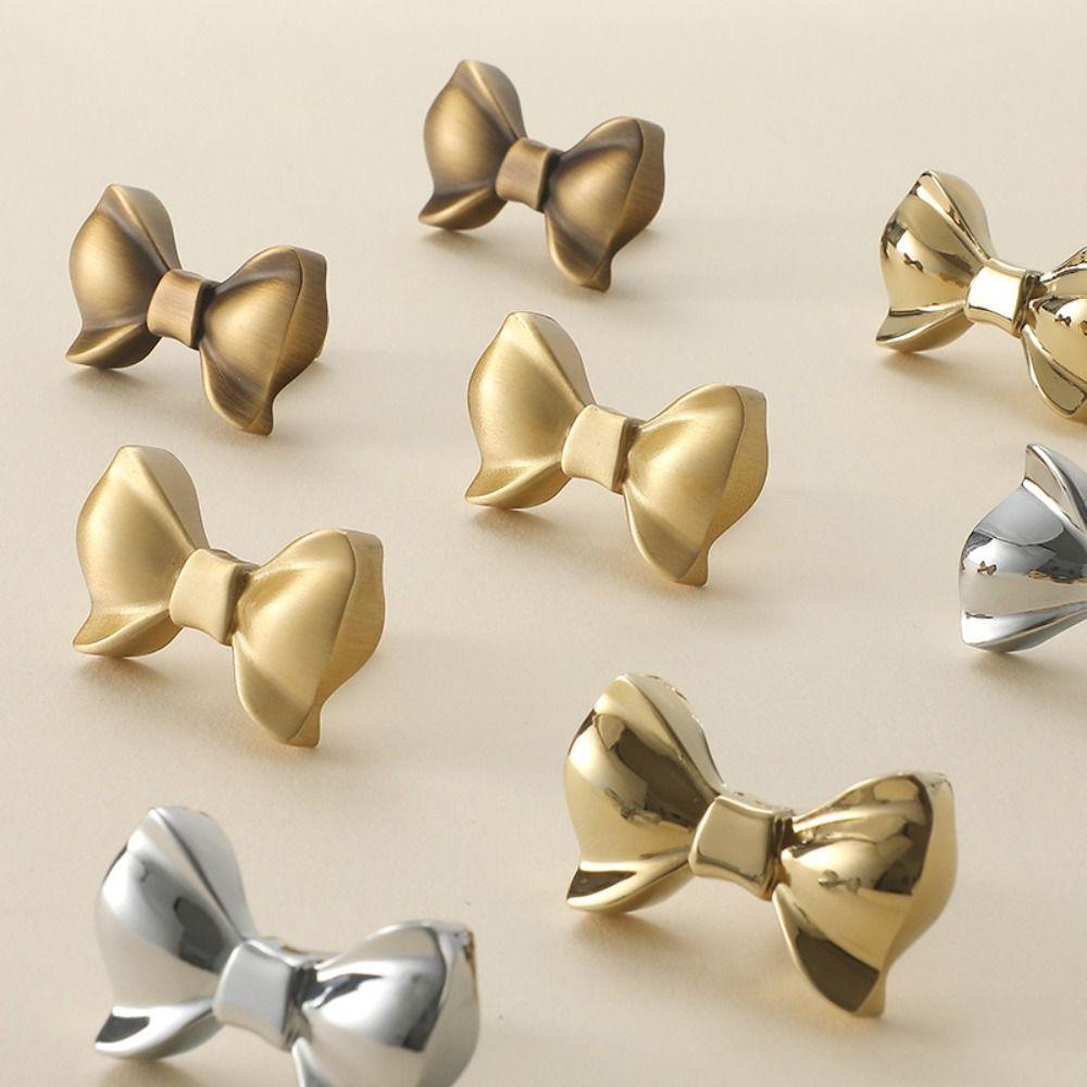 Furniture Hardware Cabinet Door Knobs Vintage Wardrobe Drawer Pulls Bow Tie Brass Handle Window