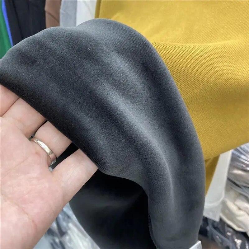 Теплый трикотаж, плюшевая утолщенная водолазка, базовая рубашка, женский пуловер, тонкий топ с длинными рукавами, простой повседневный новый модный осенне-зимний вариант