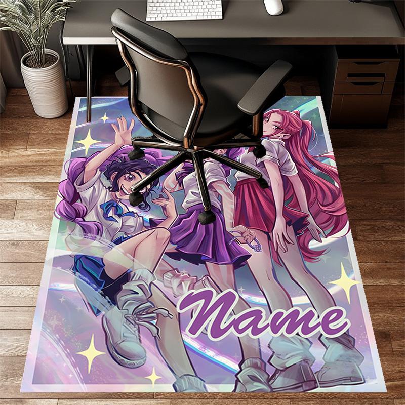 Custom KPop Demon Hunters Mat Personalized Name, Polyester Washable Indoor Entryway Rug, Gift for Christmas, Easter, Thanksgiving Day