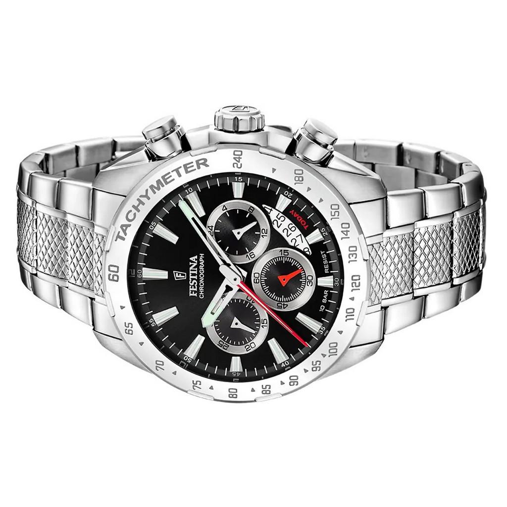 FESTINA Chrono Sport Кварцевые мужские часы из нержавеющей стали с черным циферблатом F20668-4 100M