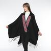 Autumn and Winter Style Imitation Cashmere Scarf, Women's Retro Fringed Embroidered Hat, Thickened Shawl, Cape